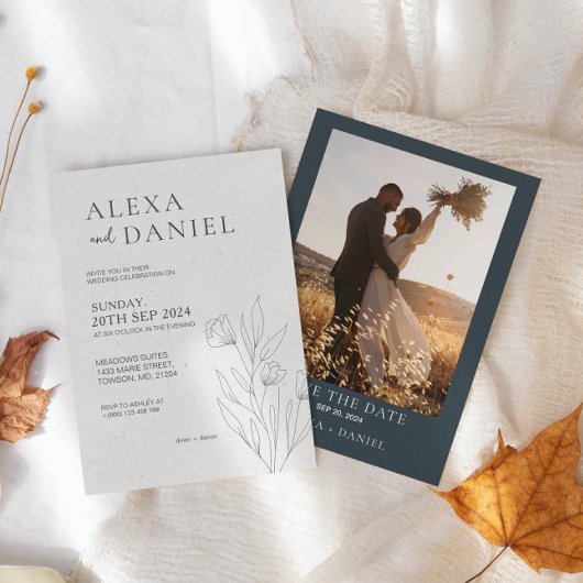 Rustikales Elegantes Hochzeitsempfang Einladung