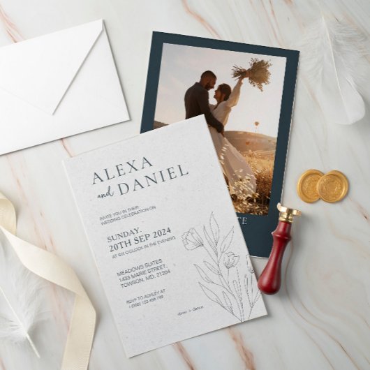 Rustikales Elegantes Hochzeitsempfang Einladung