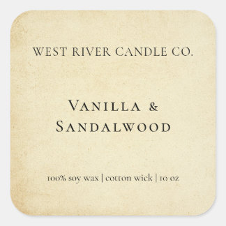 Rustikales, elegantes Kraftpapier-Kerzensiegel Quadratischer Aufkleber