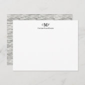 Rustikales Elegantes Modern 3 Schwarze Streifen mi Mitteilungskarte (Vorne/Hinten)