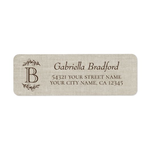 Rustikales, elegantes Monogram, Floral Beige Burla (Vorne)