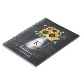 Rustikales, elegantes Monogramm Sonnenblume Schwar Notizblock (Linke Seite)