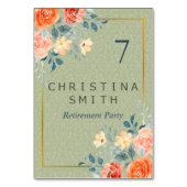 Rustikales Elegantes Party für die Aquarellbilder Tischnummer (Vorderseite)