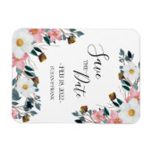 Rustikales Elegantes Rosa Flora Save the Date Magnet (Horizontal)