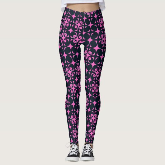 Rustikales Elegantes Rosa und Schwarz Leggings (Vorderseite)