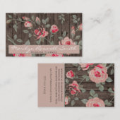 Rustikales Elegantes Rosen auf Holzkarte Visitenkarte (Vorne/Hinten)