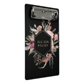 Rustikales elegantes Schwarz mit geometrischem Rah Mini Klemmbrett (Schrägansicht)