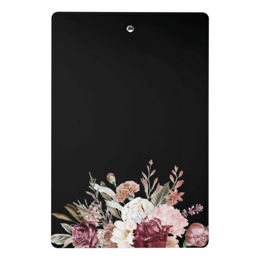 Rustikales elegantes Schwarz mit geometrischem Rah Mini Klemmbrett (Rückseite)