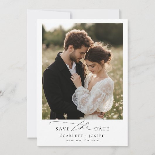 Rustikales, elegantes Script Romantisches Hochzeit Save The Date (Vorderseite)