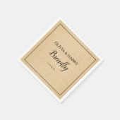 Rustikales, elegantes Skript Hochzeitsbuch Napkin Serviette (Ecke)