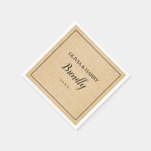 Rustikales, elegantes Skript Hochzeitsbuch Napkin Serviette (Ecke)