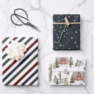 Rustikales Elegantes Snowy Winter   Weihnachtsfeie Geschenkpapier Set