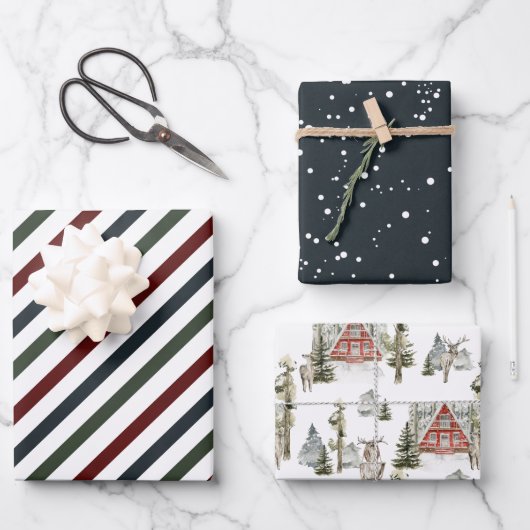 Rustikales Elegantes Snowy Winter | Weihnachtsfeie Geschenkpapier Set (Vorderseite)