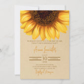 Rustikales Elegantes Sonnenblumen Geburtstag Einladung (Vorderseite)