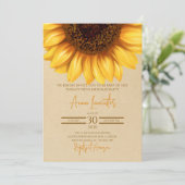 Rustikales Elegantes Sonnenblumen Geburtstag Einladung (Stehend Vorderseite)