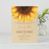 Rustikales Elegantes Sonnenblumen Geburtstag Einladung (Stehend Vorderseite)