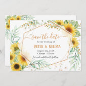 Rustikales Elegantes Sonnenblumen Save the Date Ankündigung (Vorne/Hinten)