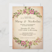 Rustikales Elegantes Vintages Hochzeitsfest Einladung (Vorderseite)