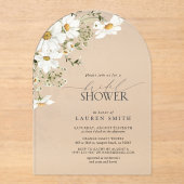 Rustikales Elegantes Watercolor Daisy Brautparty Acryleinladungen (Vorderseite)