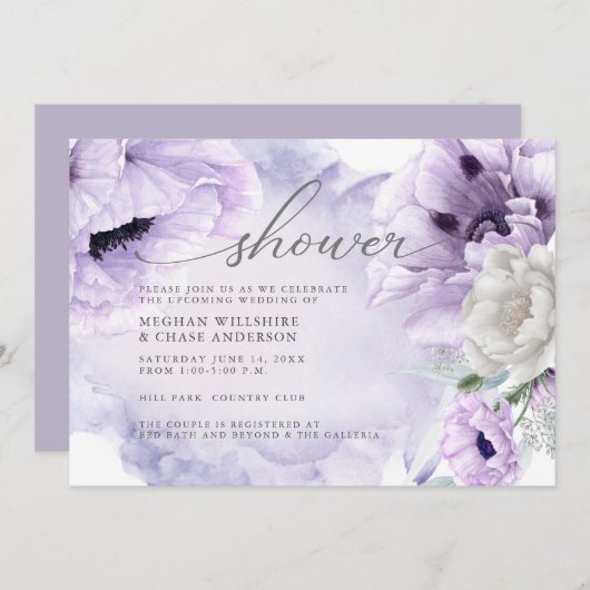 Rustikales Elegantes Watercolor Einladung (Vorne/Hinten)