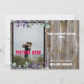 Rustikales Elegantes Weiß Typografy Foto Wedding (Rückseite)