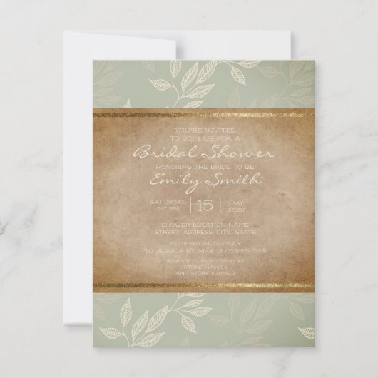 Rustikales Elegantsage Green Blätter Brautparty Einladung (Vorderseite)