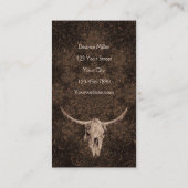 Rustikales Eleganza Brown Western Bull Skull Visitenkarte (Rückseite)