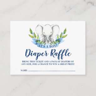 Rustikales Elephant Boy Diaper Raffle Ticket Begleitkarte