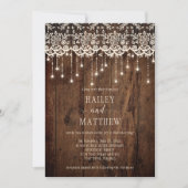 Rustikales Elfenbein-Elfenbein-Schnürsenkel-Lights Einladung (Vorderseite)