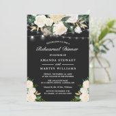 Rustikales Elfenbeinbläserenspiel Probe Dinner Einladung (Stehend Vorderseite)