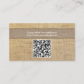Rustikales Elfenbeinribbon & Lace Burlap Website f Begleitkarte (Rückseite)