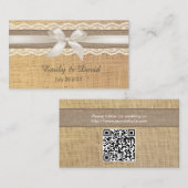 Rustikales Elfenbeinribbon & Lace Burlap Website f Begleitkarte (Vorne/Hinten)