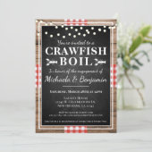 Rustikales Engagement für Crawfish Boil Einladung (Stehend Vorderseite)