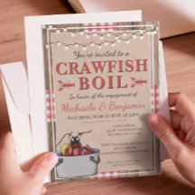Rustikales Engagement für Crawfish Boil Einladung