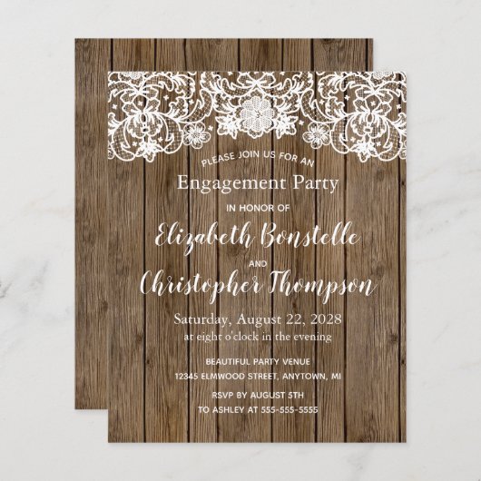 Rustikales Engagement für Holz im Haushalt Einladu (Vorne/Hinten)