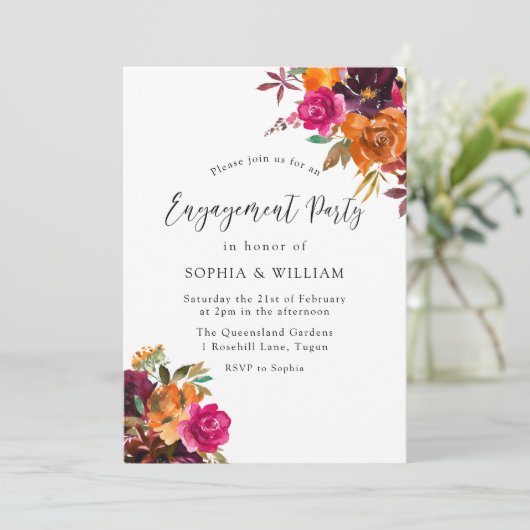 Rustikales Engagement im Herbst Einladung (Stehend Vorderseite)