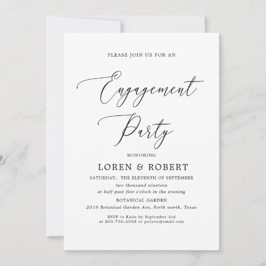 Rustikales Engagement mit einfacher Kalligrafie Einladung (Vorderseite)