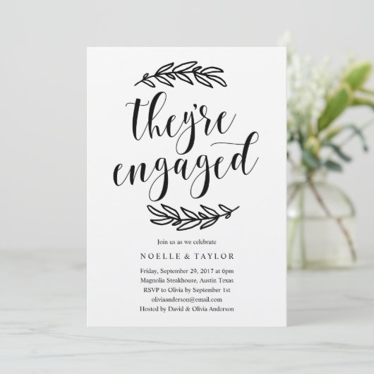 Rustikales Engagement Party Abendessen Einladung (Stehend Vorderseite)