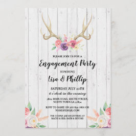Rustikales Engagement Party Shooter Antler Floral Einladung
