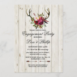 Rustikales Engagement Party-Shooter-Antlers Stag E Einladung