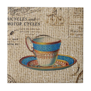 Rustikales Englisch Country Tee Party Blue Teacup Fliese