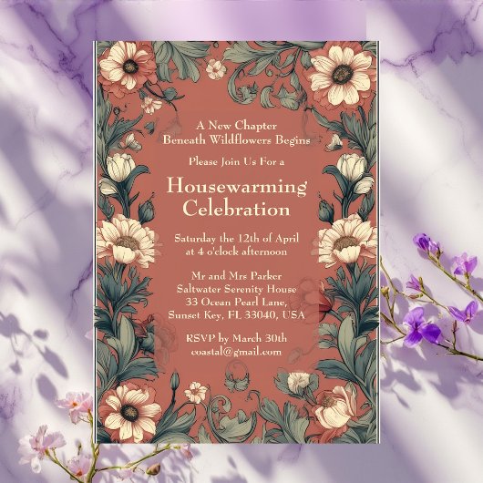 Rustikales englisches Cottage William Morris Einzu Einladung