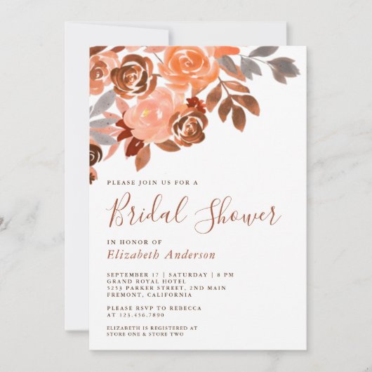 Rustikales Erdbeben Terracotta Brautparty Einladung (Vorderseite)