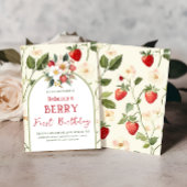 Rustikales Erdbeerthema Berry Erster Geburtstag Einladung