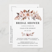Rustikales erdfarbenes Boho Floral-Brautparty Einladungspostkarte (Vorne/Hinten)