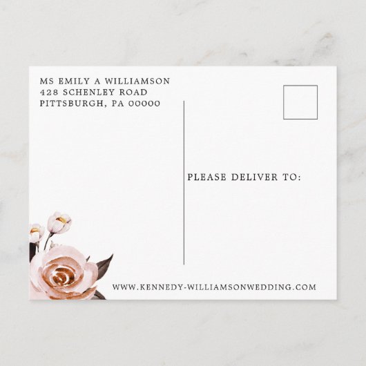 Rustikales erdfarbenes Boho Floral-Brautparty Einladungspostkarte (Rückseite)