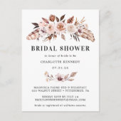 Rustikales erdfarbenes Boho Floral-Brautparty Einladungspostkarte (Vorderseite)