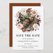 Rustikales erdfarbenes Boho-Foto Save the Date Einladung (Vorne/Hinten)