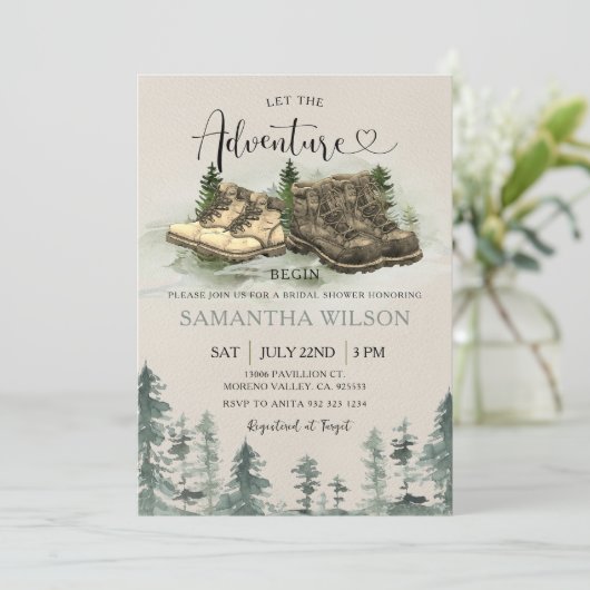 Rustikales Erlebnis Wandern Brautparty Einladung (Stehend Vorderseite)