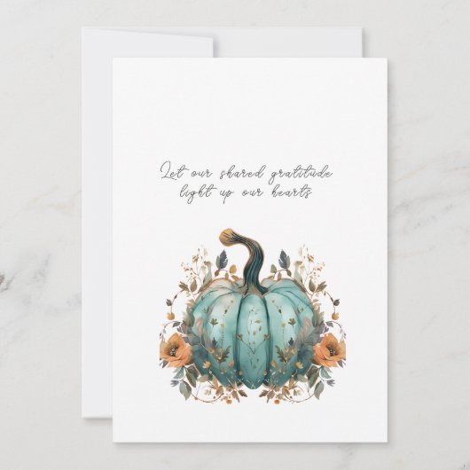 Rustikales Erntedank Dinner Blue Pumpkin Einladung (Rückseite)